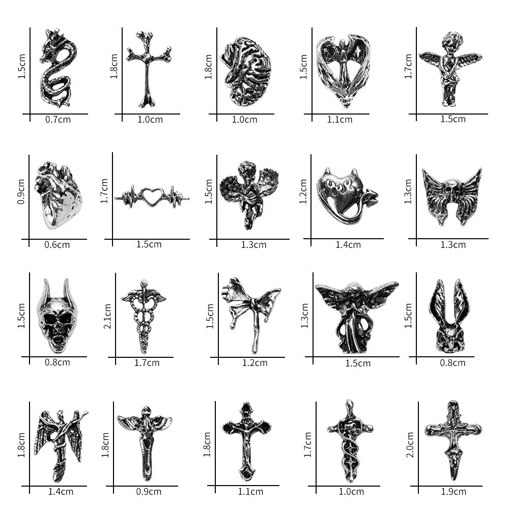 EC_20 Pcs Mixed Alloy Gothic Nail Charms