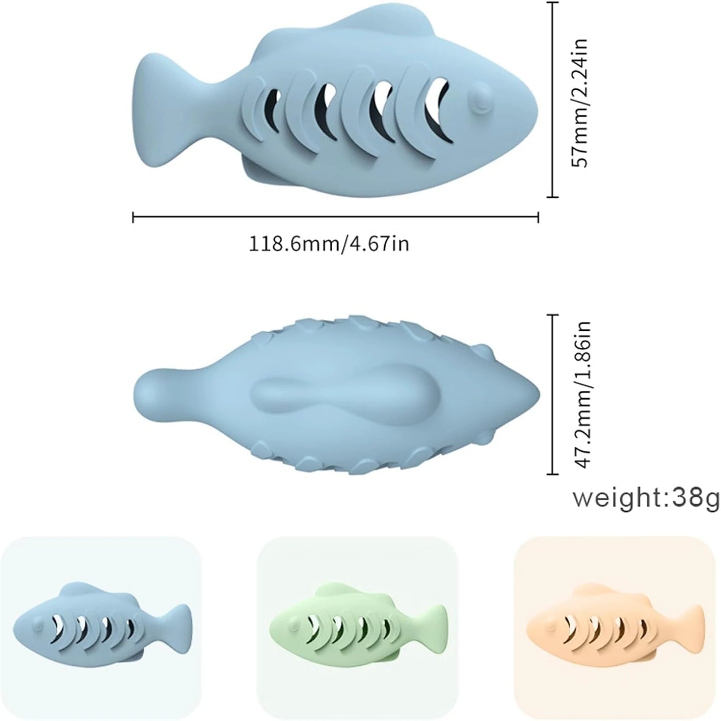 EC_3 Pcs Pet Treat Toys, Fish Shape Food-Grade Silicone