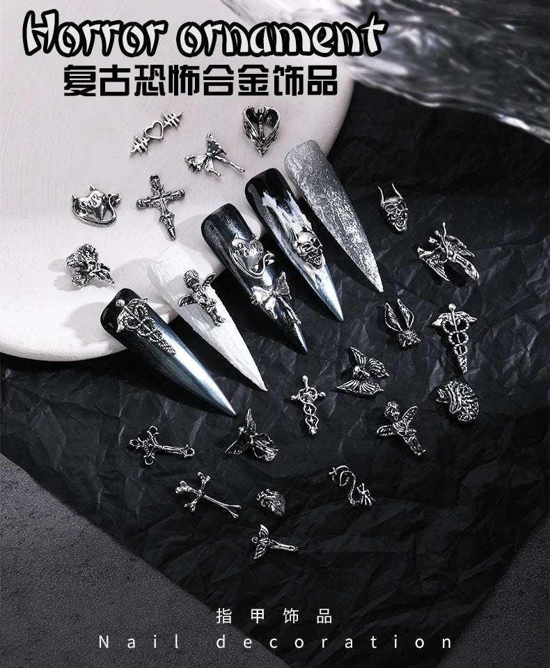 EC_20 Pcs Mixed Alloy Gothic Nail Charms