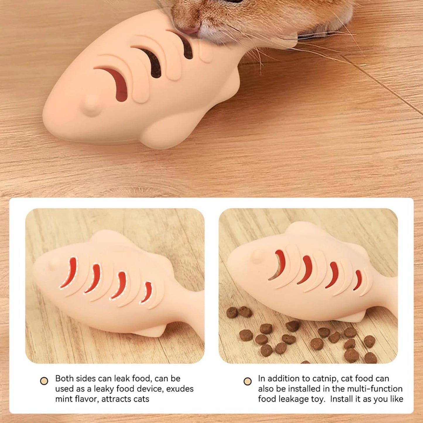 EC_3 Pcs Pet Treat Toys, Fish Shape Food-Grade Silicone
