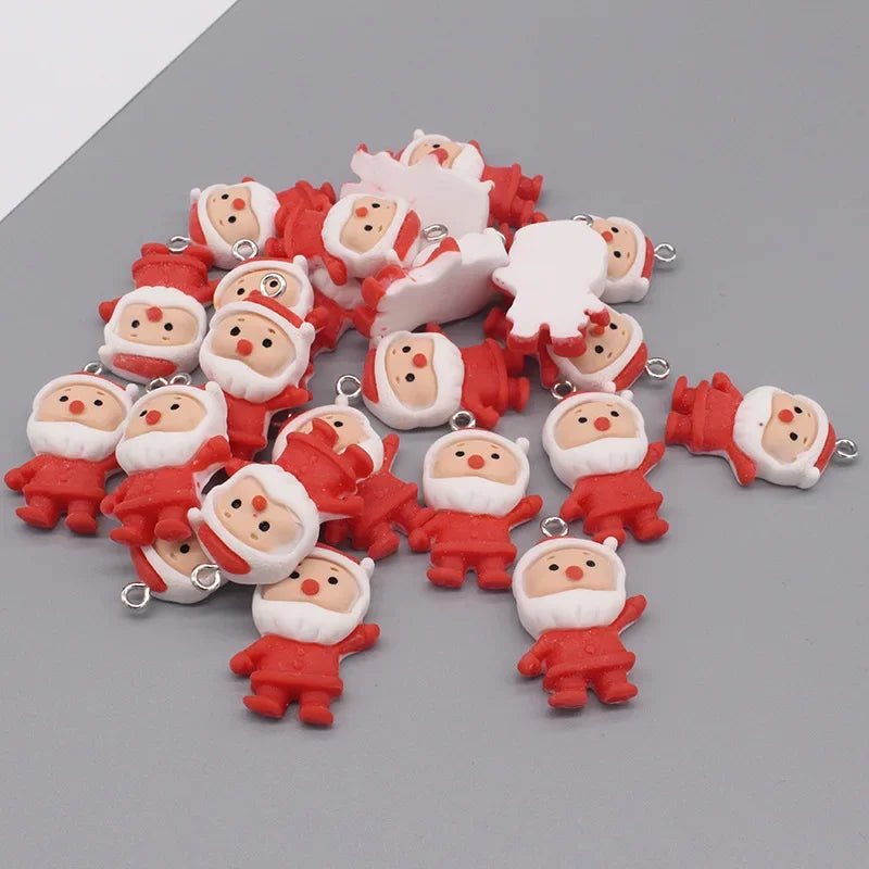 EC_10Pcs 3D Kawaii Santa Claus Resin
