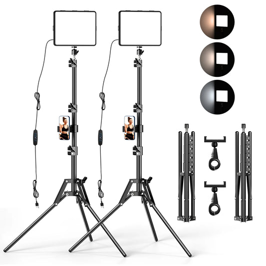 2-Pack LED Video Light Kit,
2800-6500K Dimmable Photography Lighting with Tripod Stand