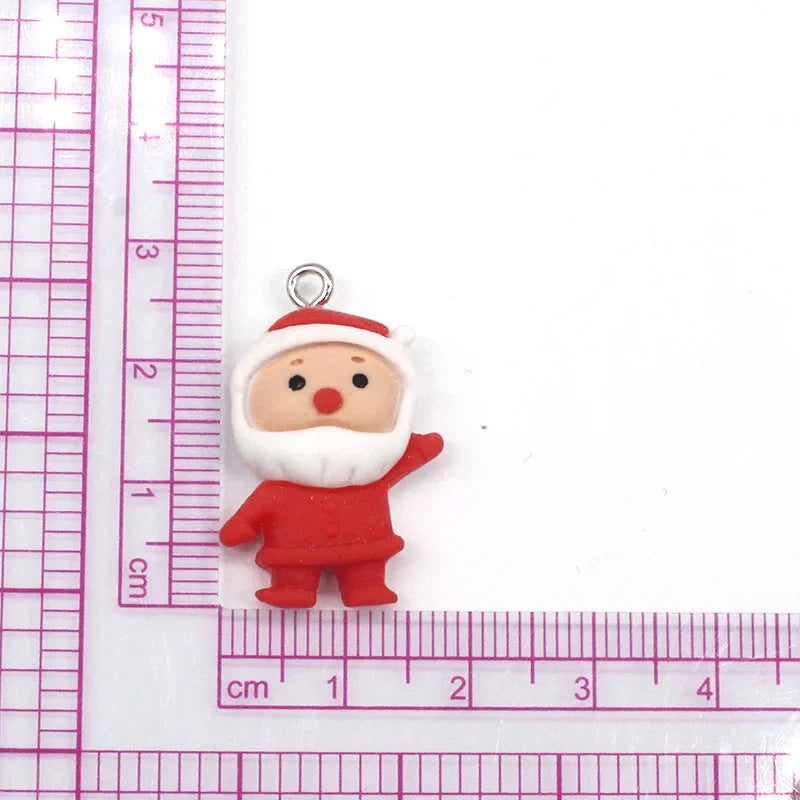 EC_10Pcs 3D Kawaii Santa Claus Resin
