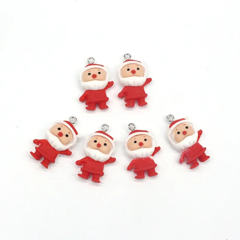 EC_10Pcs 3D Kawaii Santa Claus Resin