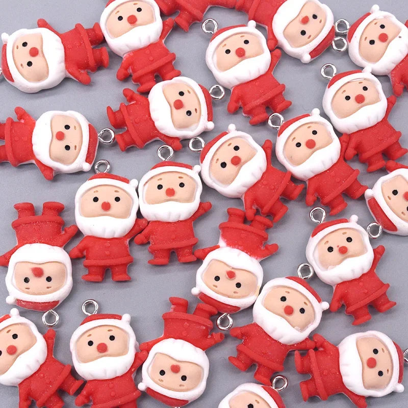EC_10Pcs 3D Kawaii Santa Claus Resin