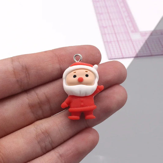 EC_10Pcs 3D Kawaii Santa Claus Resin